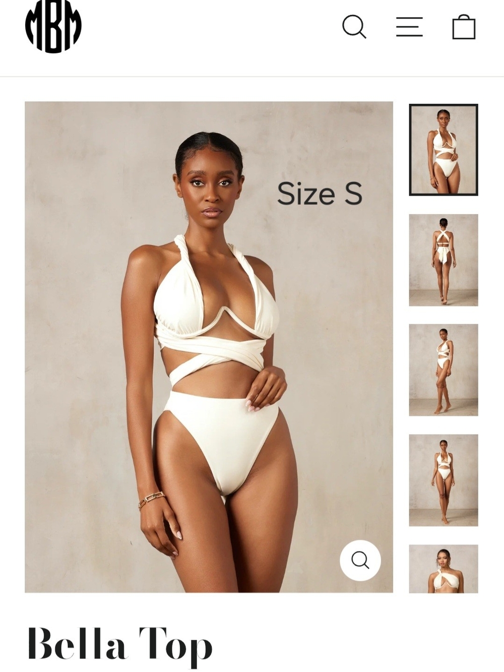 Bella Top Women’s Wrap Halter Bikini Top — Cream